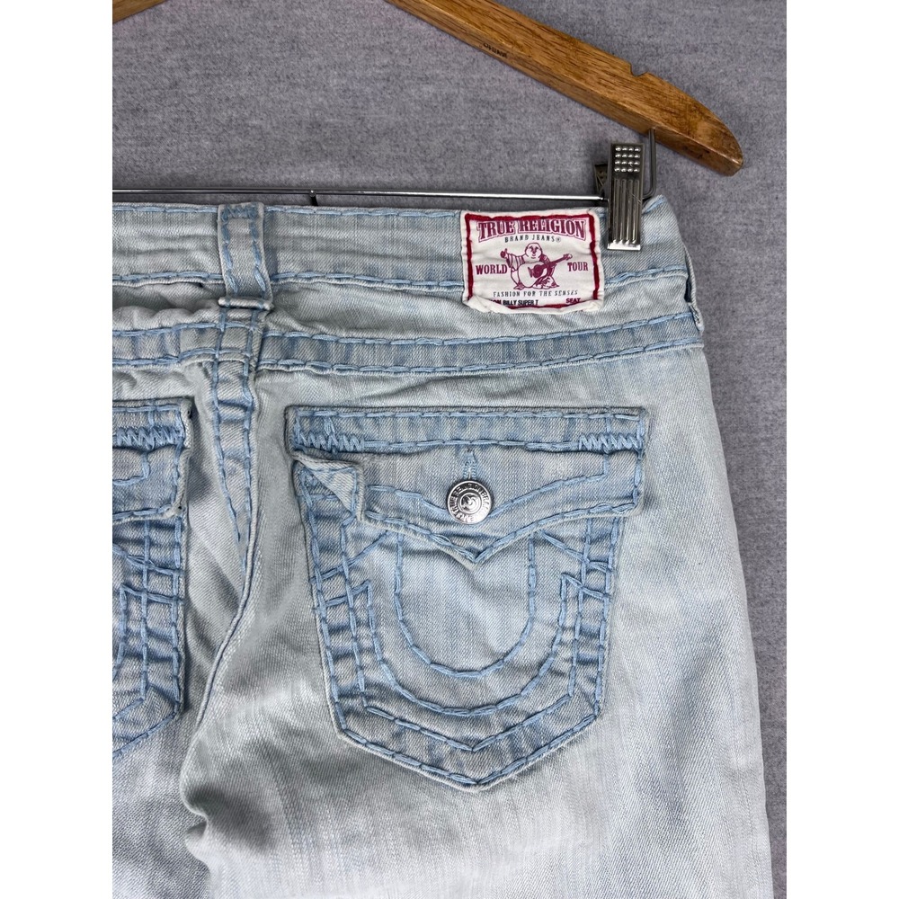 True Religion Light Blue Women's Jeans with Signature Pocket Stitching